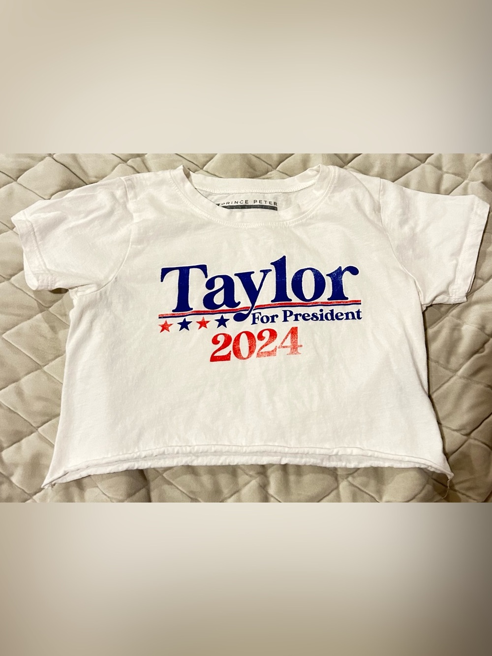 Taylor Swift For President 2024 Prince Peter Collection Distressed Crop Tee
